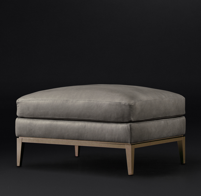 Italia Leather Ottoman Metal Base