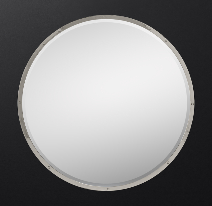 Bistro Polished Nickel Round Mirror