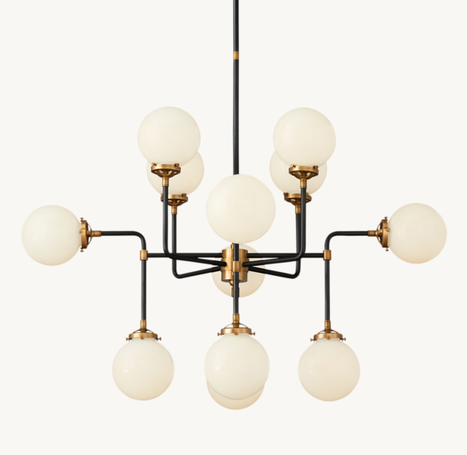 Bistro Globe Milk Glass Chandelier 42\"