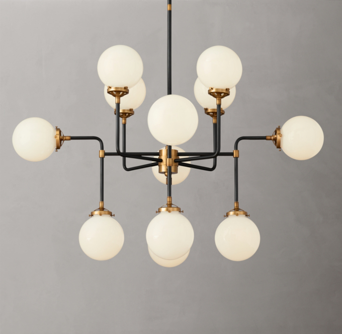 Bistro Globe Milk Glass Chandelier 42\"