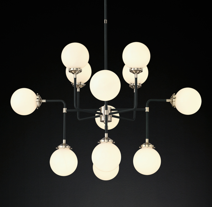 Bistro Globe Milk Glass Chandelier 42