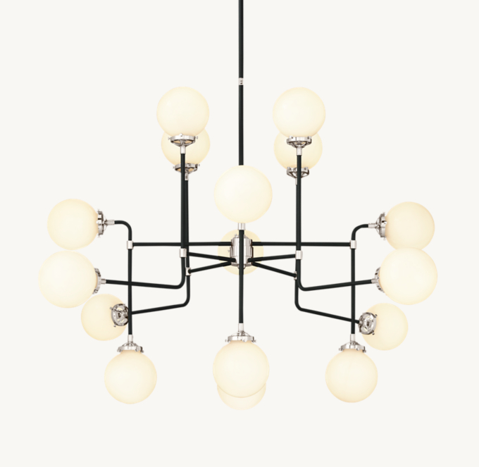 Bistro Globe Milk Glass Chandelier 56\"