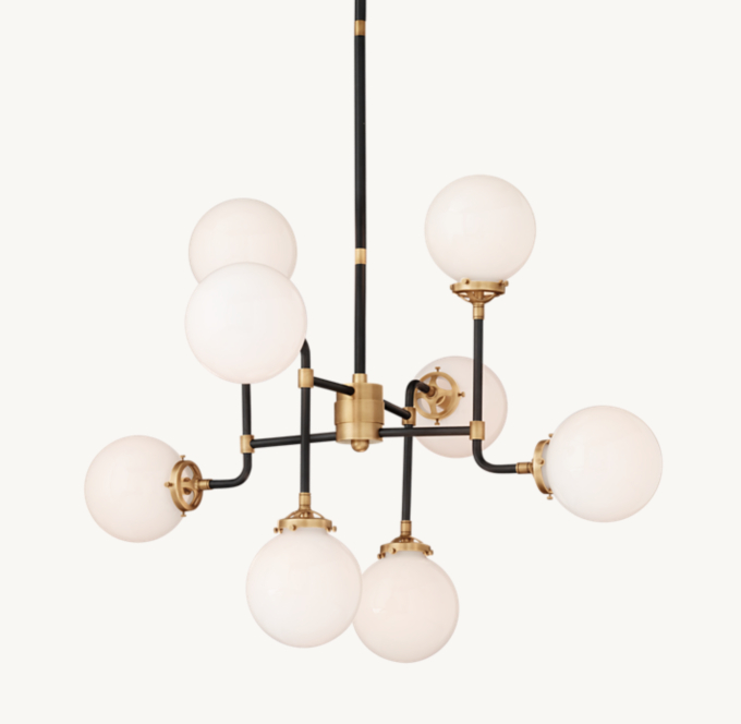 Bistro Globe Milk Glass Chandelier 34\"