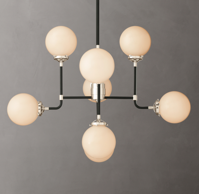 Bistro Globe Milk Glass Chandelier 34\"