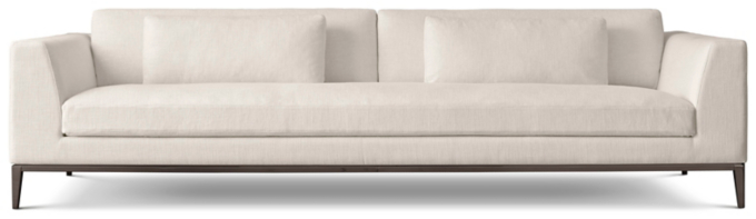 Italia Taper Arm Bench Cushion Sofa Metal Base RH