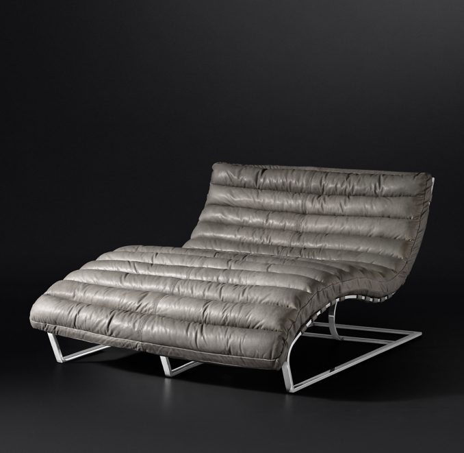 Three Quarter view of Oviedo Leather Double Chaise 