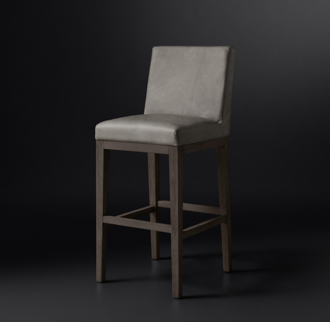 Three Quarter view of Morgan Armless Leather Bar & Counter Stool 