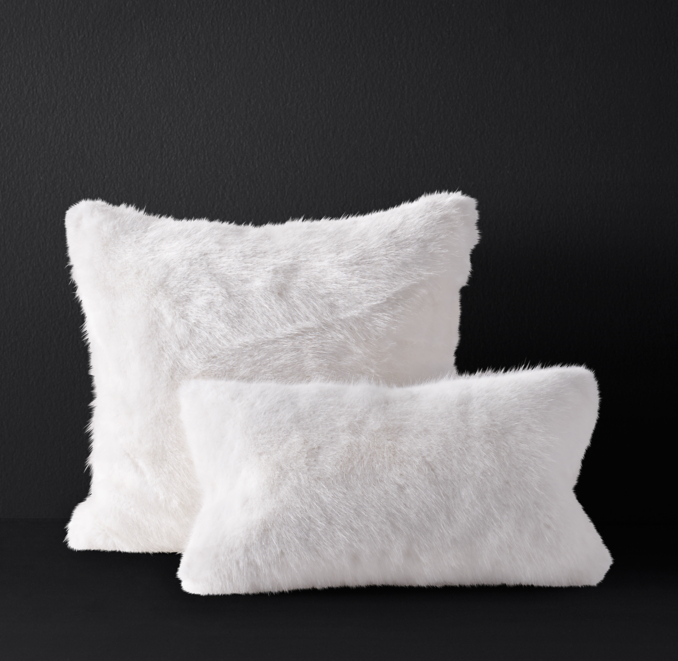 Ultra Faux Fur Pillow Cover White