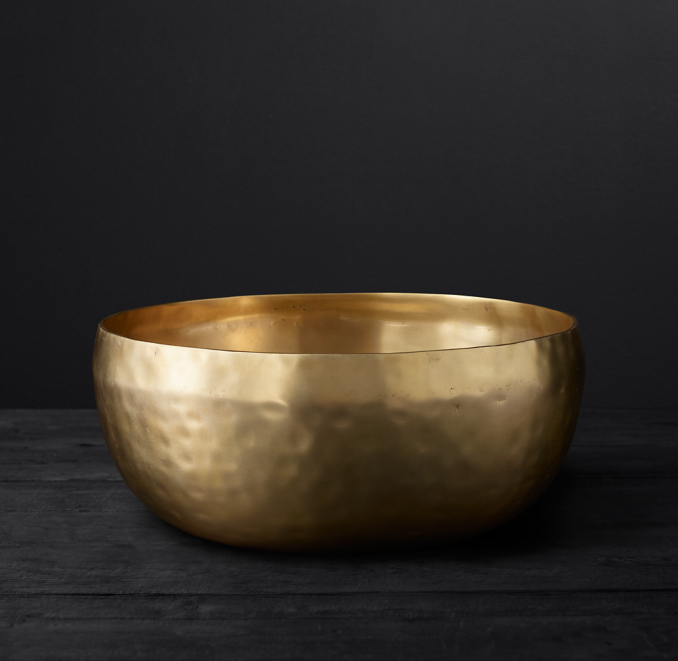 Front view of Hammered Solid Brass Bowl - Extra-Large 
