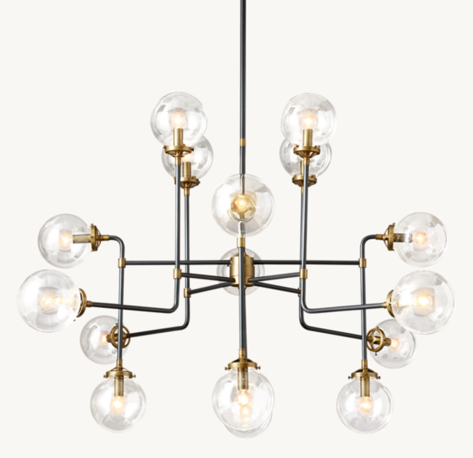 Bistro Globe Clear Glass Chandelier 56\"