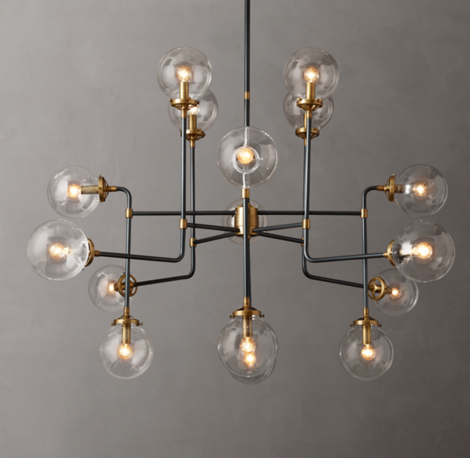 Bistro Globe Clear Glass Chandelier 56\"
