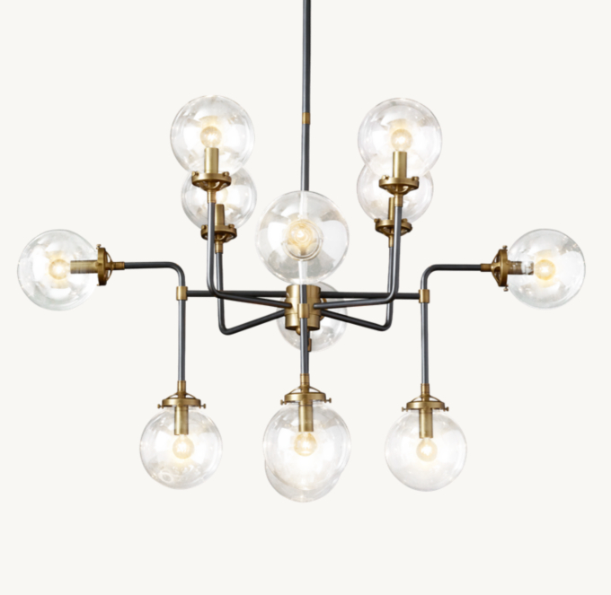 Bistro Globe Clear Glass Chandelier 42\"