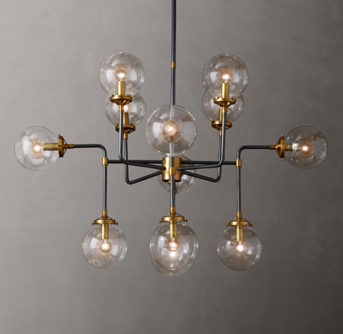 Bistro Globe Clear Glass Chandelier 42\"