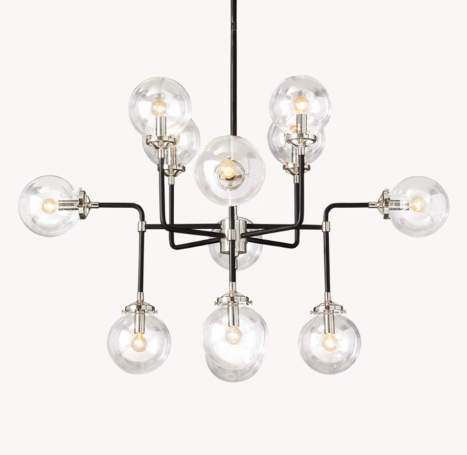 Bistro Globe Clear Glass Chandelier 42\"