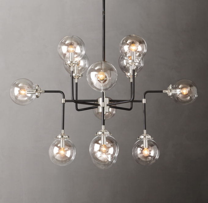 Bistro Globe Clear Glass Chandelier 42\"