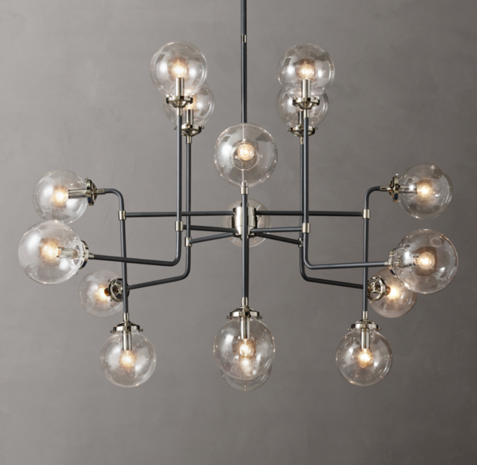 Bistro Globe Clear Glass Chandelier 56\"