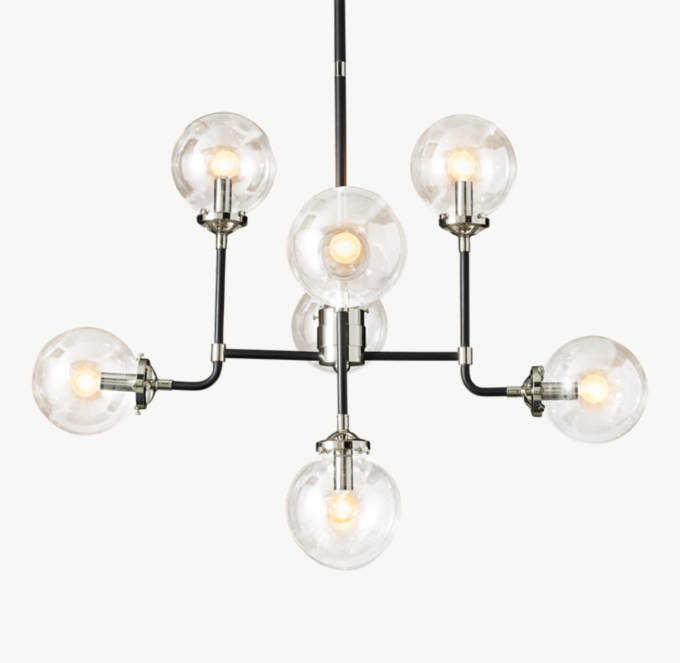 Bistro Globe Clear Glass Chandelier 34\"