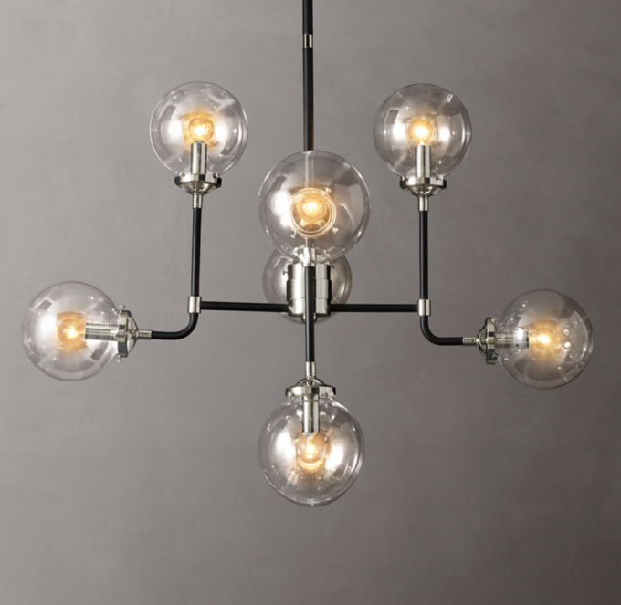 Bistro Globe Clear Glass Chandelier 34\"