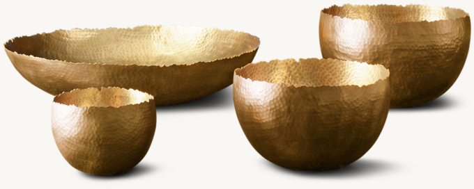 Hammered Brass Raw Edge Bowl 