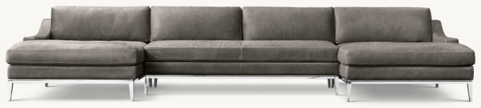 Italia Leather Slope Arm Customizable Sectional - Metal Base
