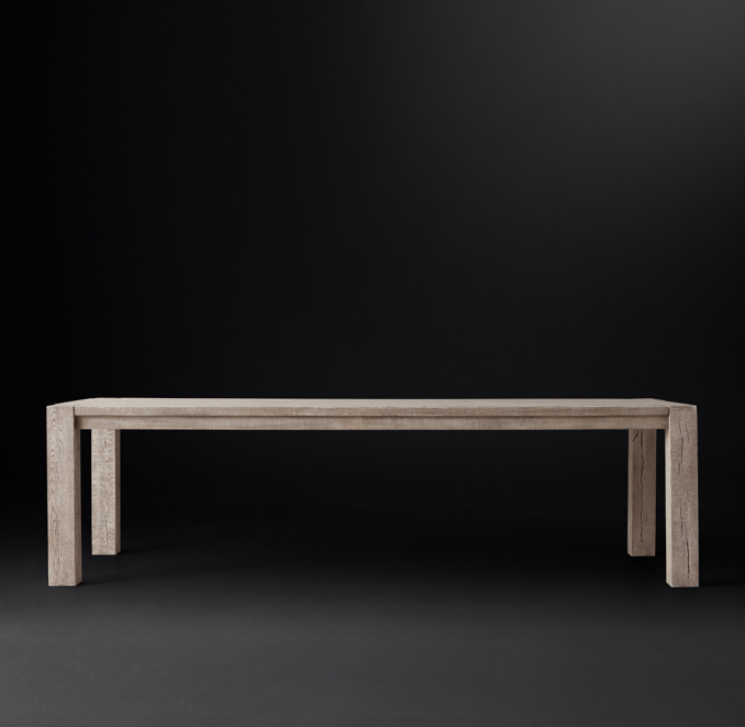 Front view of Reclaimed Oak Parsons Rectangular Dining Table 
