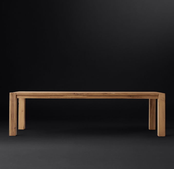 Front view of Reclaimed Oak Parsons Rectangular Dining Table 