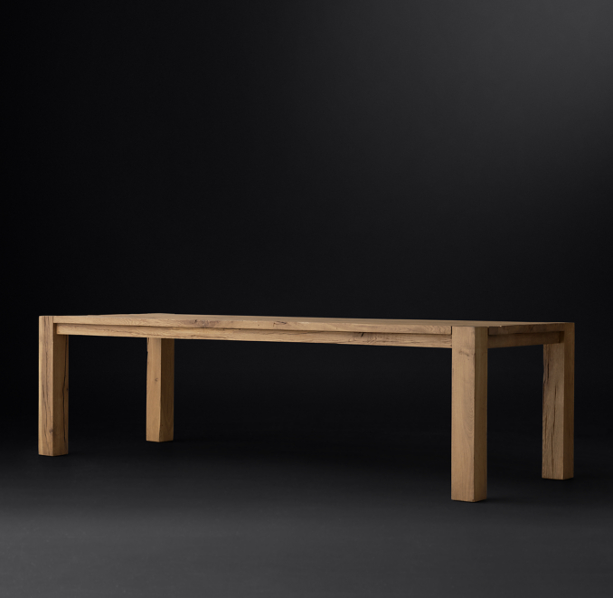 Front view of Reclaimed Oak Parsons Rectangular Dining Table 
