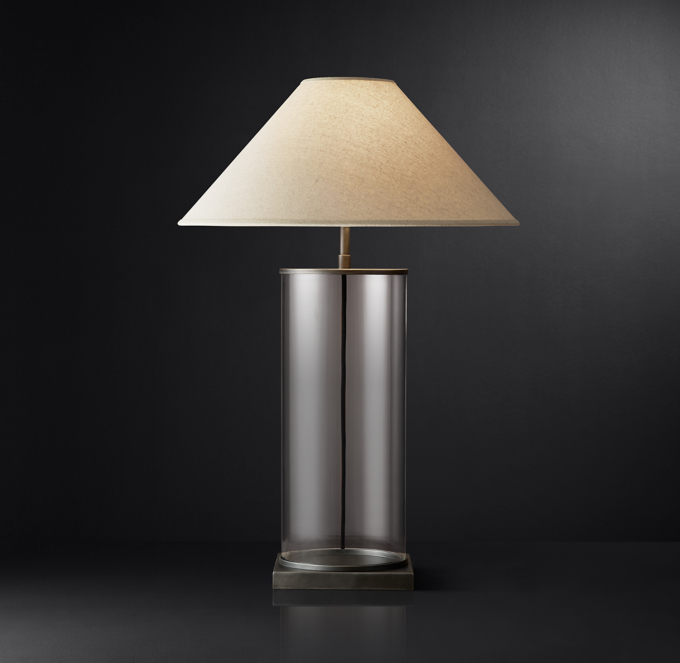 glass column table lamp