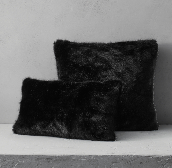 Ultra Faux Fur Pillow Cover Black