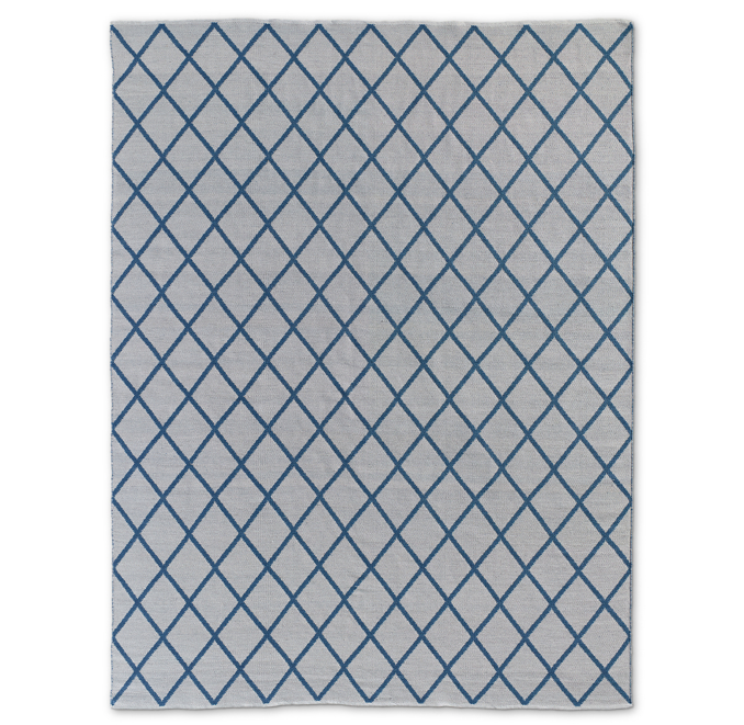 Overhead view of Diamante Outdoor Rug - Grey/Blue 