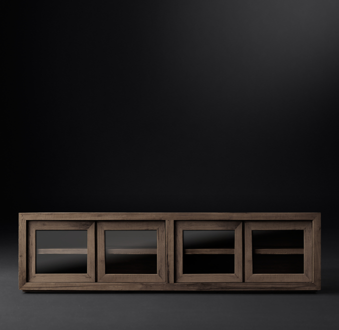 Reclaimed Russian Oak Glass 4Door Media Console
