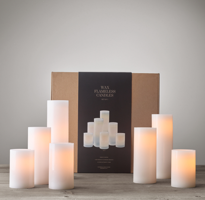 Remote Control Wax Flameless Pillar Candles (Set of 7)