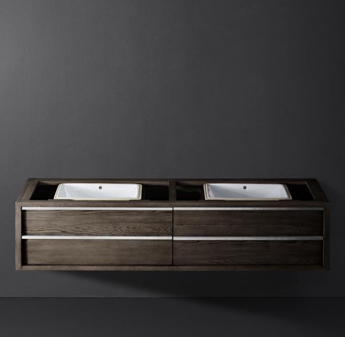 Bezier Double ExtraWide Floating Vanity Base