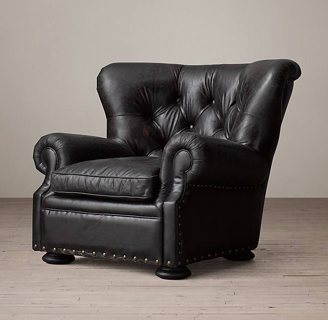 Churchill Leather Chair With Nailheads, Restoration Hardware Leather Chair