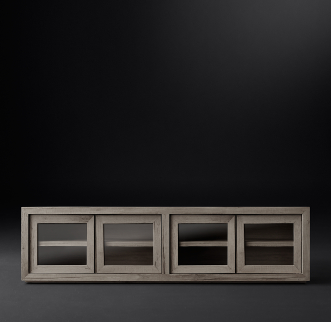 Reclaimed Russian Oak Glass 4Door Media Console