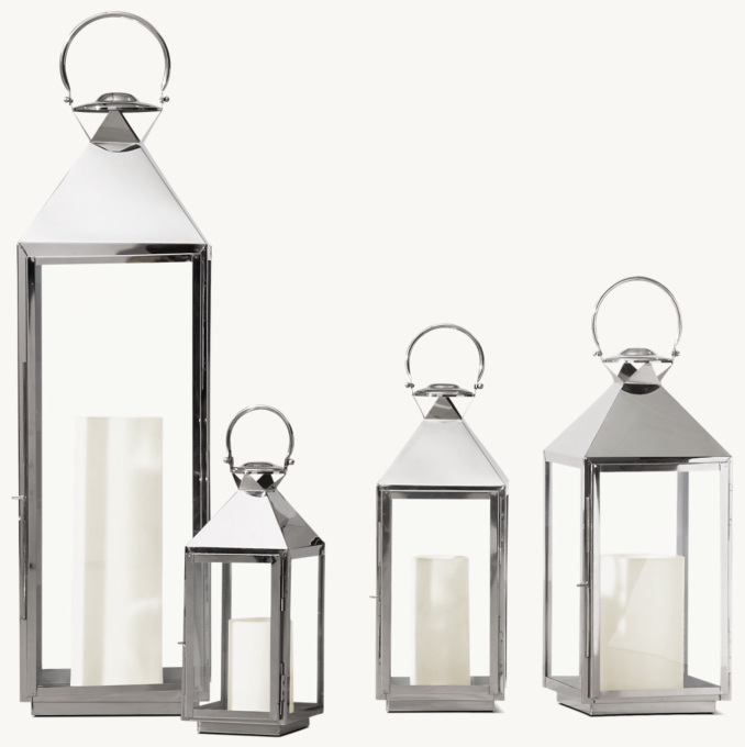 Sizes (left to right) D, A, B and C shown in Polished Nickel. Candle not included.