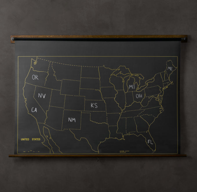 Military Chalkboard Us Map