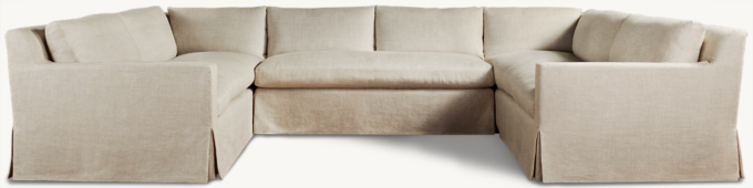 Belgian Slipcovered Track Arm U-Sofa Bench-Seat Sectional