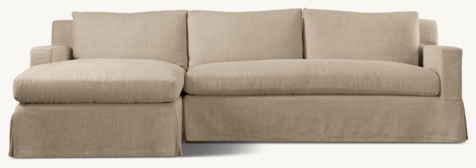 Belgian Slipcovered Track Arm Left-Arm Sofa-Chaise Bench-Seat Sectional