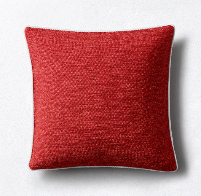 Front view of Lido Contrast Trim Pillow Cover - Persimmon/White 