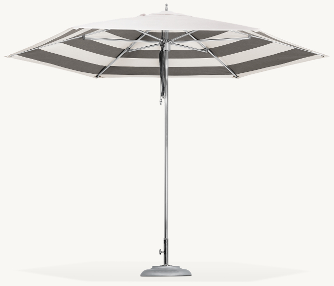 Front view of Tuuci® Ocean Master Colorblock Round Umbrella - Awning Stripe 