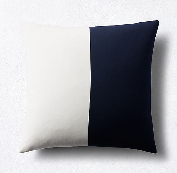 Sunbrella Modern Colorblock Two-Band Square Pillow Cover - Navy