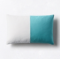 Sunbrella Modern Colorblock Two-Band Lumbar Pillow Cover - Turquoise