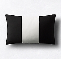 Sunbrella Modern Colorblock Three-Band Lumbar Pillow Cover - Black