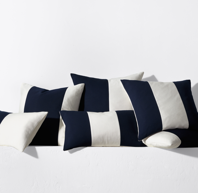 Sunbrella® Modern Colorblock Pillow Cover Navy