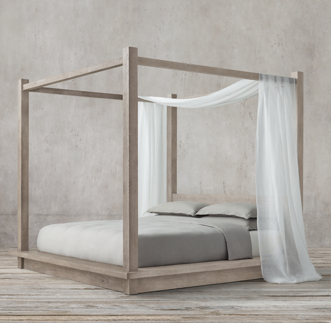 Sheer Belgian Linen Bed Swag