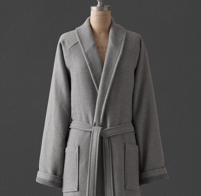 Front view of Textured-Weave Terry Robe 