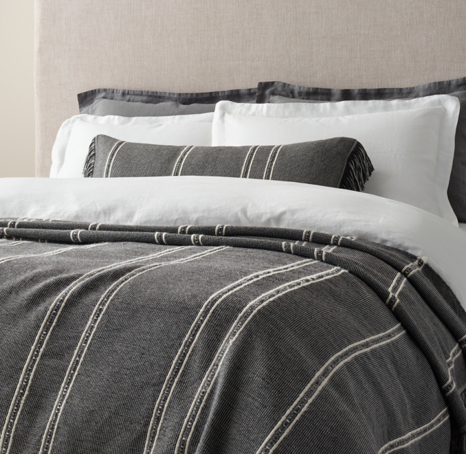 Alpaca Corded Stripe Oversized Bed Throw