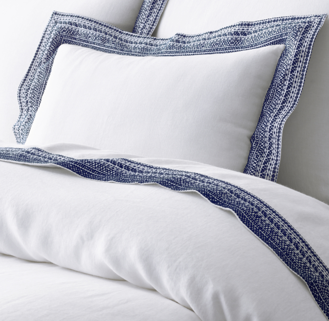 Milou Embroidered Linen Sheet Set