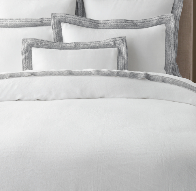 Milou Embroidered Linen Duvet Cover